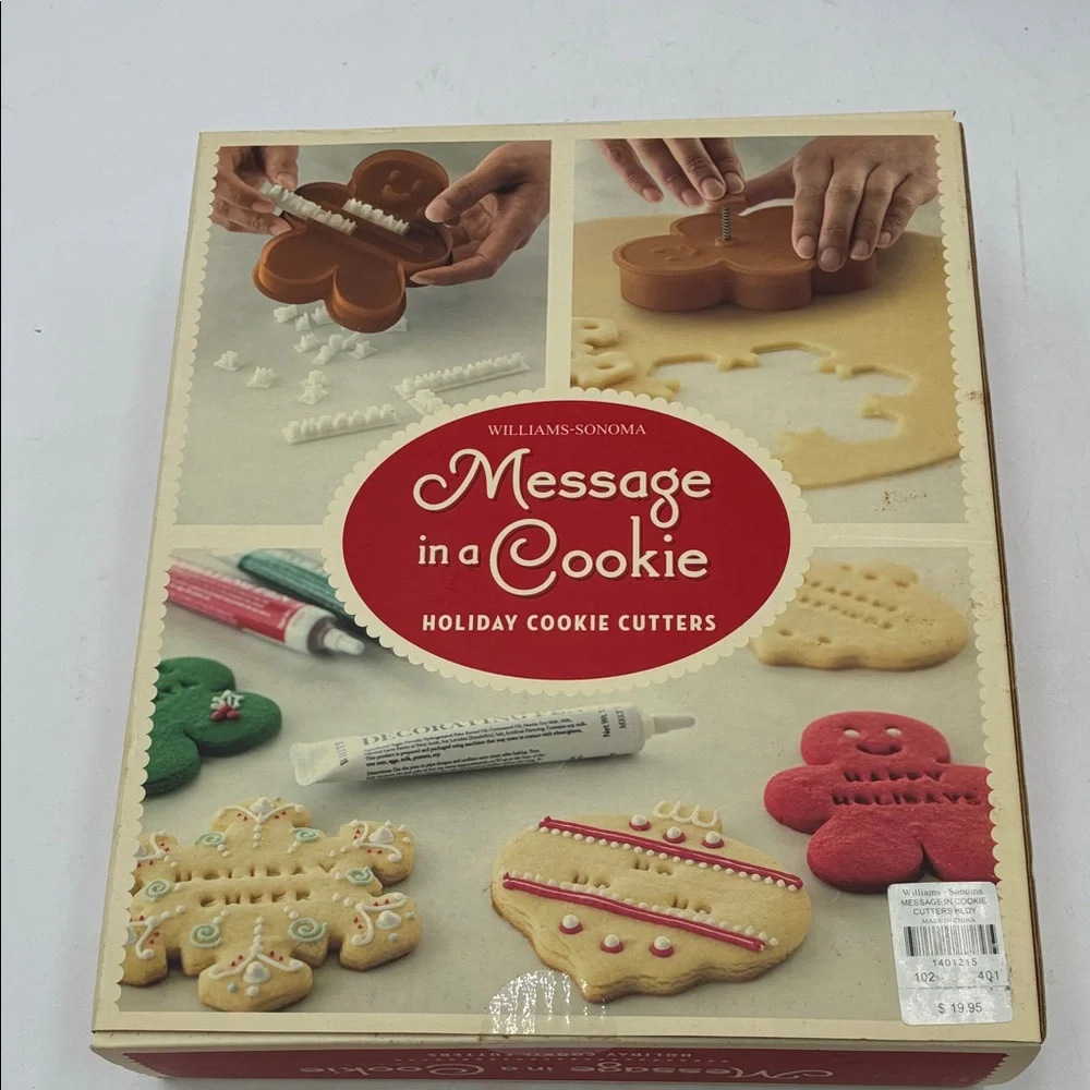 Williams Sonoma Message in a Cookie Holiday Cutters - Red, Green, Gold